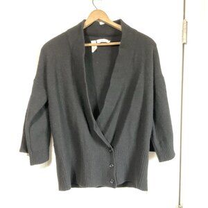 Pure‎ DKNY Black Wrap Cardigan Lambs Wool Cashmere Women’s Small Bell Sleeve Lux